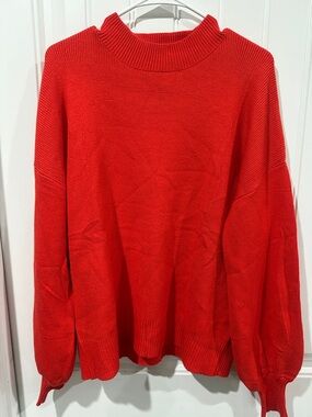 Women's Red Turtleneck Sweater - Cozy Oversized Knit